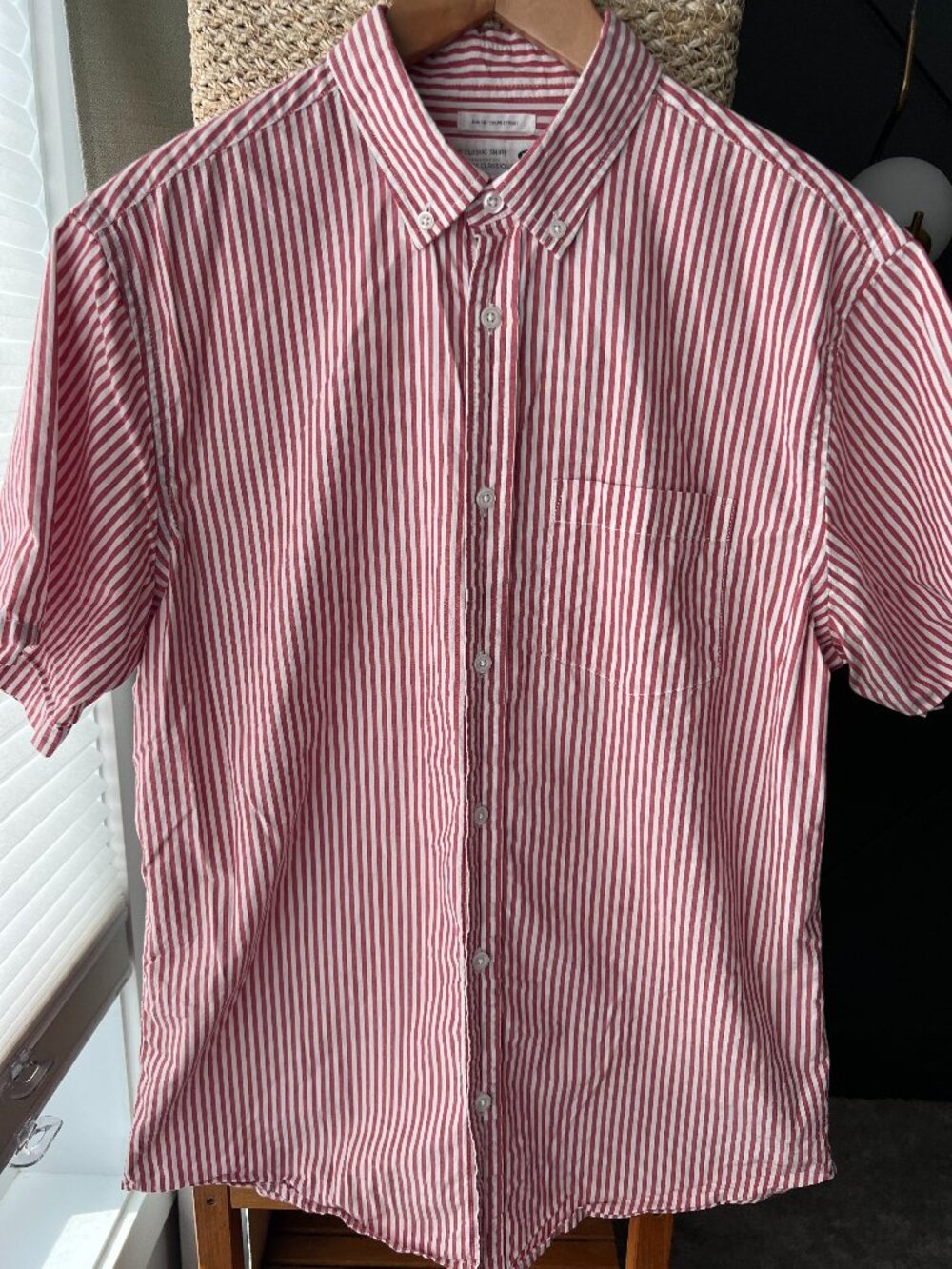 Old Navy Classic button-down in red and white stripes